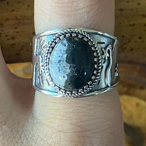 White Buffalo Turquoise Sterling Silver Ring Size 8